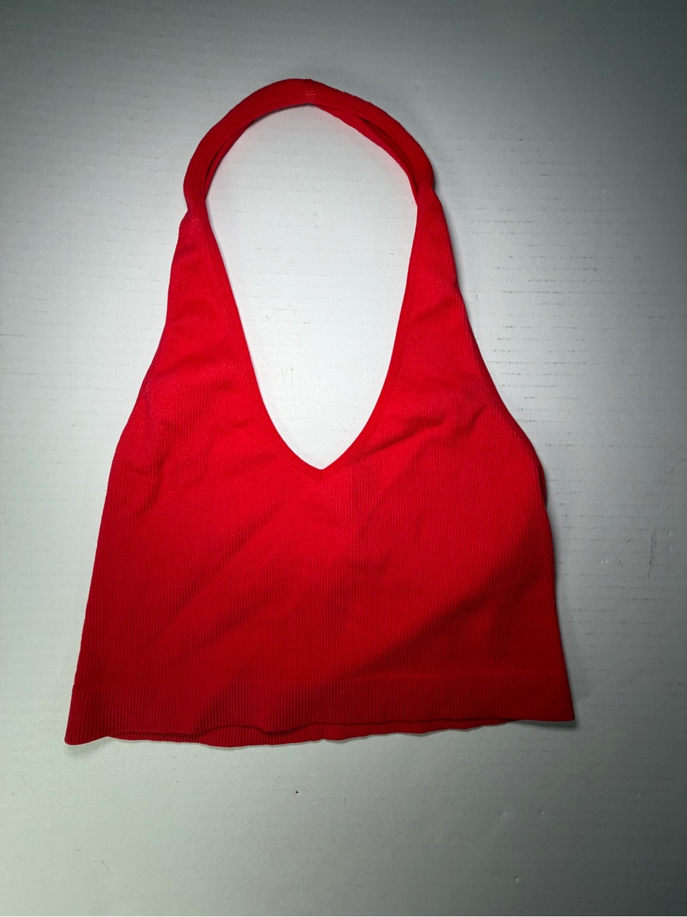 Forever 21 Red Ribbed Halter Crop Top
